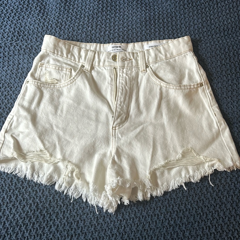 High Waisted Ripped Jean Shorts